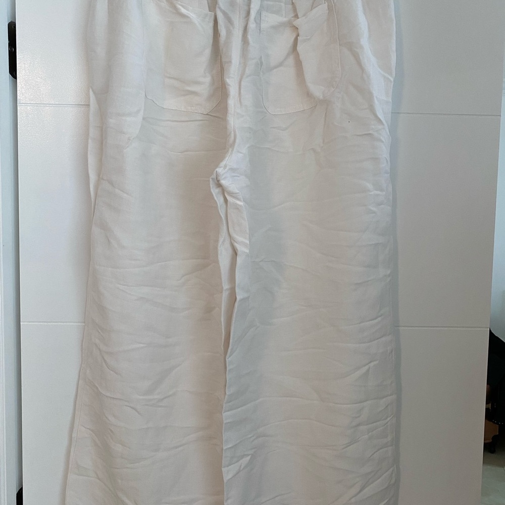 White linen pants wide leg